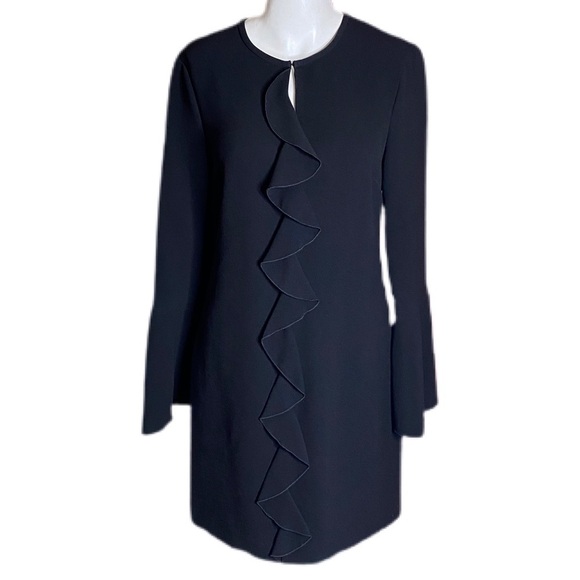 Rachel Zoe Moner Dress Black Ruffle Trumpet Sleeve - Picture 3 of 8